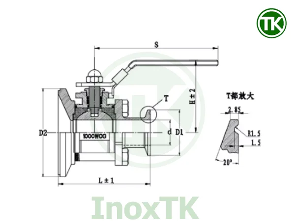 Bản vẽ kỹ thuật van bi xả đáy inox