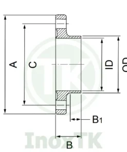 Bản vẽ thông số mặt bích cái vi sinh inox - Serie A
