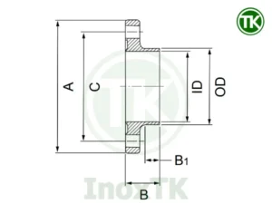 Bản vẽ thông số mặt bích cái vi sinh inox - Serie A