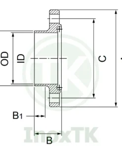 Bản vẽ thông số mặt bích đực vi sinh inox - Serie A
