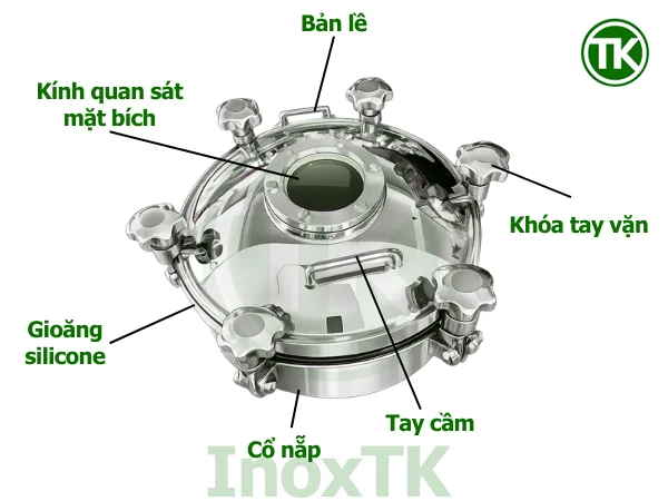 Cấu tạo của nắp bồn chịu áp có kính quan sát inox