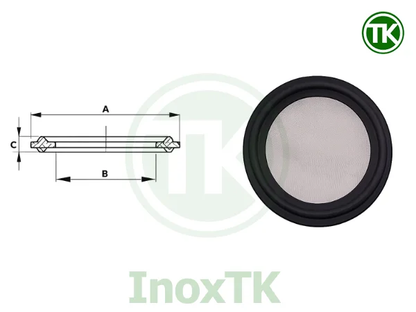 Bản vẽ kỹ thuật gioăng EPDM clamp có lưới inox 316L