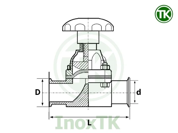 Bản vẽ thông số kỹ thuật của van màng đơn inox vi sinh