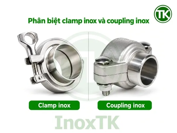 Phân biệt coupling inox với clamp inox