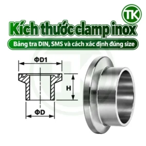 Kích thước clamp inox: Bảng tra DIN, SMS và cách xác định đúng size