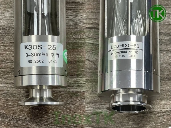 Mã sản phẩm lưu lượng kế LZB inox đo khí ở bên trái và đo nước ở bên phải