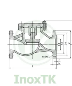 Bản vẽ kỹ thuật van một chiều chữ ngã mặt bích inox